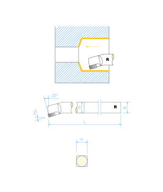 ISO 8 DIN 4973. Herramienta de torno para agujeros pasantes ISO 8 DIN 4973